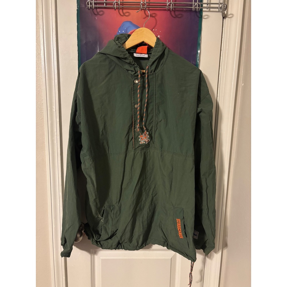 The Game Pullover Anorak Jacket Hoodie Vintage NCAA Mascot Mens Large Green